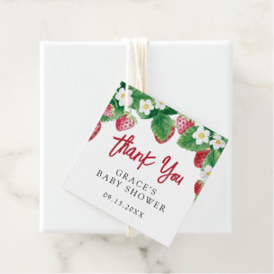 Étiquettes Cadeau Merci de Baby shower aux fraises d'été