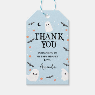 Étiquettes-cadeau Merci de Baby shower bleu Halloween Little Boo