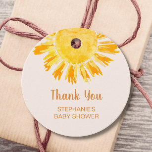 Étiquettes Cadeau Merci de Baby shower Boho Sunshine