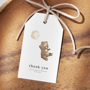 Étiquettes-cadeau Merci de Baby shower de ballon d'ours moderne