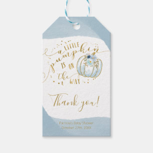 Étiquettes-cadeau Merci de Baby shower de Citrouille d'automne Blue 