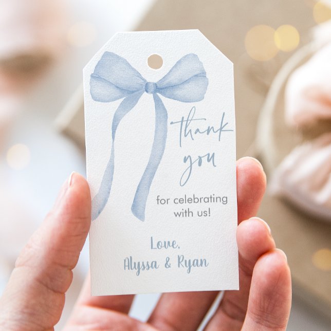 Étiquettes-cadeau Merci de Baby shower de coquette à cou bleu (Créateur téléchargé)