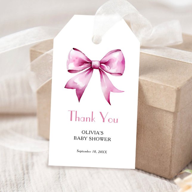 Étiquettes-cadeau Merci de Baby shower de  de la boîte rose (Créateur téléchargé)