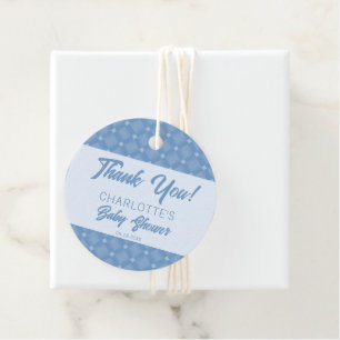 Étiquettes Cadeau Merci de Baby shower de Diamant Bleu Chevron