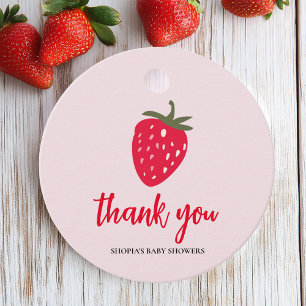 Étiquettes Cadeau Merci de Baby shower de fraises roses et rouges