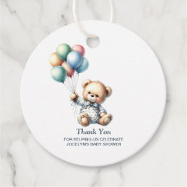 Étiquettes Cadeau Merci de Baby shower de l'ours en peluche