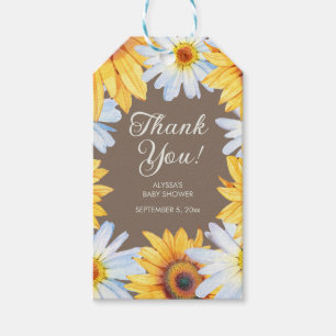 Étiquettes-cadeau Merci de Baby shower de marguerites de tournesols