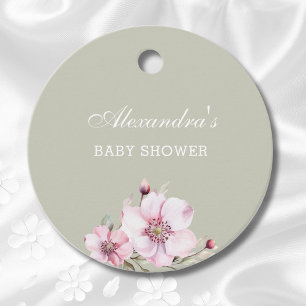 Étiquettes Cadeau Merci de Baby shower de roses rose pâle Sage Green