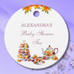 Étiquettes Cadeau Merci de Baby shower de thé floral Lilac rose