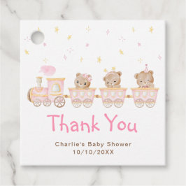 Étiquettes Cadeau Merci de Baby shower de train rose ours
