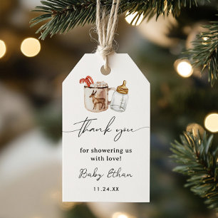 Étiquettes-cadeau Merci de Baby shower d'hiver au chocolat chaud