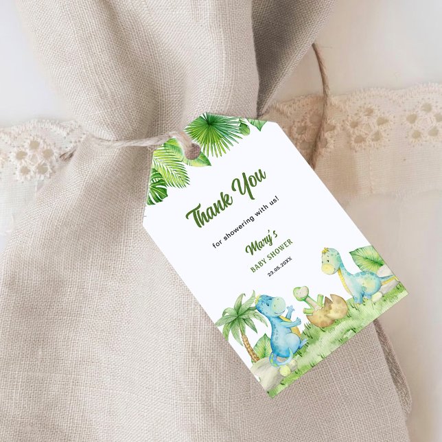 Étiquettes-cadeau Merci de Baby shower Dinosaur (Créateur téléchargé)