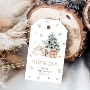 Étiquettes-cadeau Merci de Baby shower d'ours polaire à l'extérieur