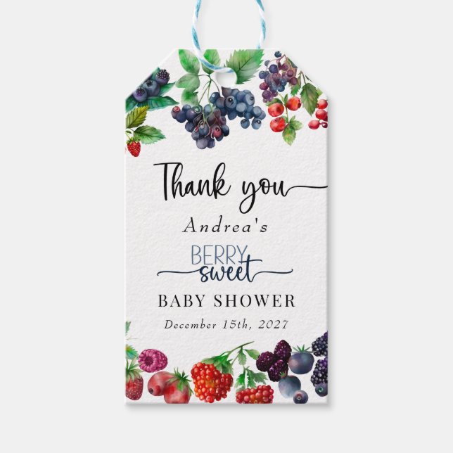 Étiquettes-cadeau Merci de Baby shower doux Berry (Devant)