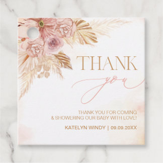 Étiquettes Cadeau Merci de Baby shower en laiton Boho Pampas