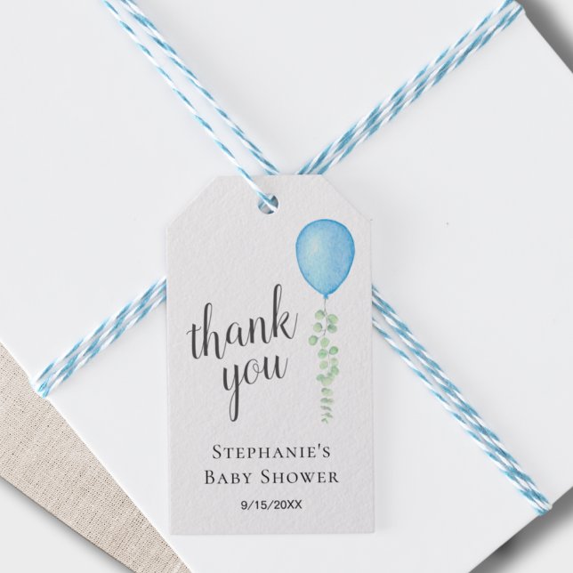 Étiquettes-cadeau Merci de Baby shower Eucalyptus Bleu (Créateur téléchargé)