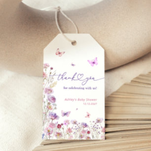 Étiquettes-cadeau Merci de Baby shower Fleur sauvage de Butterfly Me