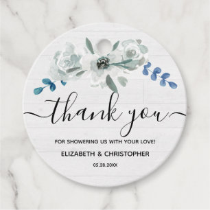 Étiquettes Cadeau Merci de baby shower floral rustique aquarelle
