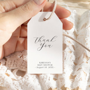 Étiquettes-cadeau Merci de Baby shower minimaliste simple blanc