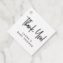 Étiquettes Cadeau Merci de Baby shower moderne minimaliste noir blan