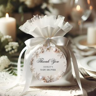 Étiquettes Cadeau Merci de Baby shower neutre de flocon de neige