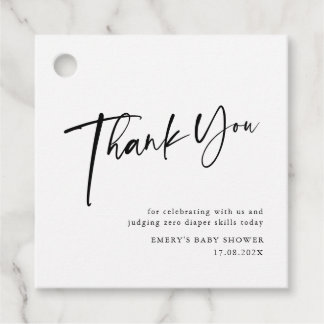 Étiquettes Cadeau Merci de Baby shower noir et blanc moderne