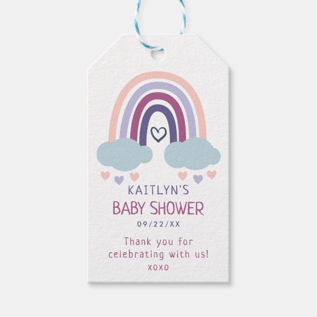Étiquettes-cadeau Merci de Baby shower petit arc-en-ciel (Devant)