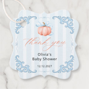 Étiquettes Cadeau Merci de Baby shower petit Citrouille bleu bouw