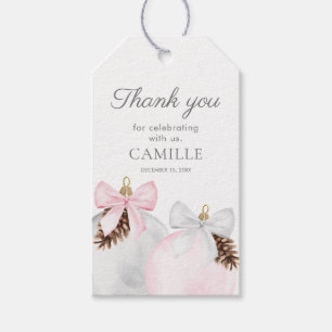 Étiquettes-cadeau Merci de Baby shower pour fille rose d'hiver