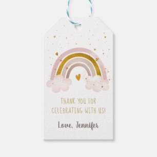 Étiquettes-cadeau Merci de Baby shower Rainbow Neutral Gold Pastel