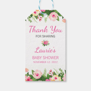 Étiquettes-cadeau Merci de Baby shower rose chaud