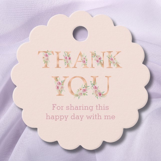 Étiquettes Cadeau Merci de Baby shower Rose rose pâle (Créateur téléchargé)
