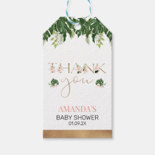 Étiquettes-cadeau Merci de Baby shower rose vert
