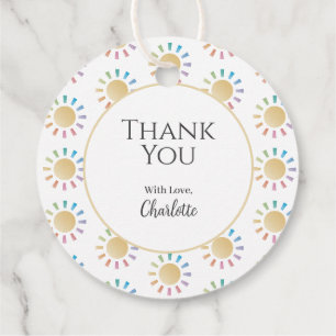 Étiquettes Cadeau Merci de Baby shower Sunshine Little Rainbow