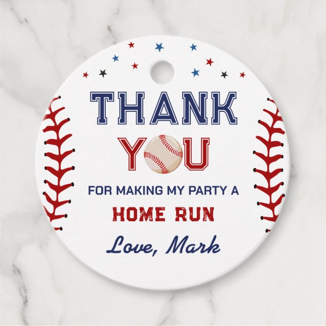 Étiquettes Cadeau Merci de baseball (Devant)