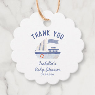 Étiquettes Cadeau Merci de bateau à voile Baby shower garçon