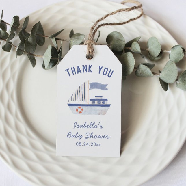 Étiquettes-cadeau Merci de bateau à voile Baby shower garçon (Créateur téléchargé)