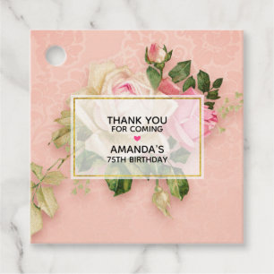 Étiquettes Cadeau Merci de bouquet rose et blanc Rose & Rose