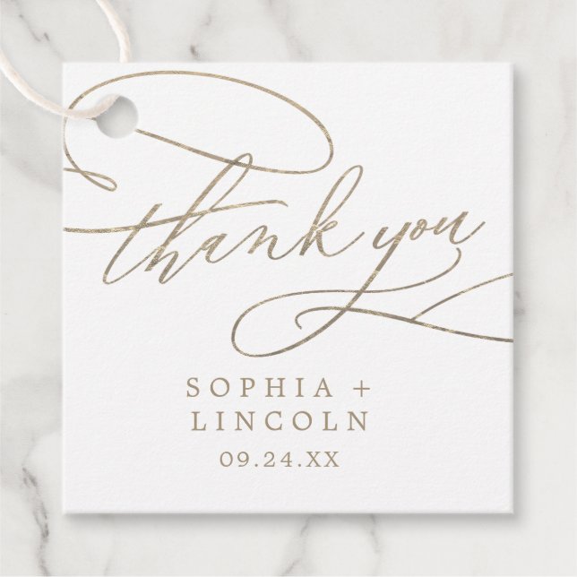 Étiquettes Cadeau Merci de calligraphie romantique (Devant)