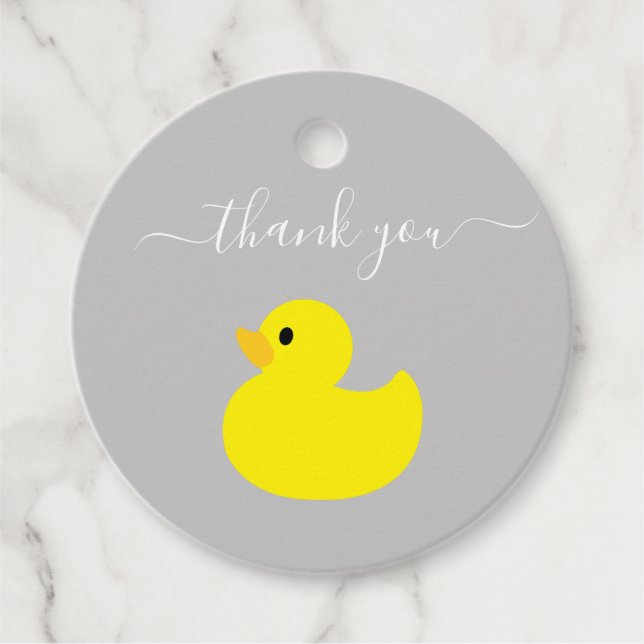 Étiquettes Cadeau Merci de canard jaune (Devant)