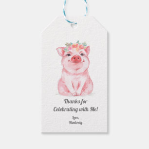 Étiquettes-cadeau Merci de cochon d'aquarelle Whimsical