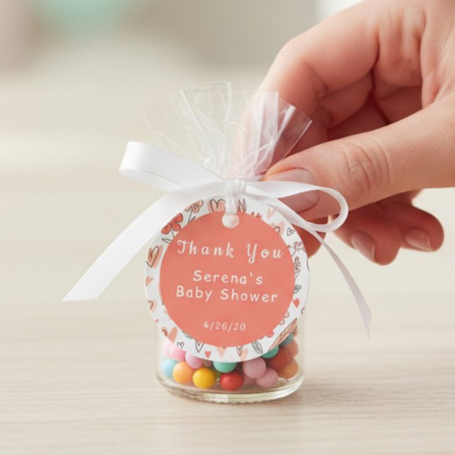 Étiquettes Cadeau Merci de coeur rose et Brown (Créateur téléchargé)