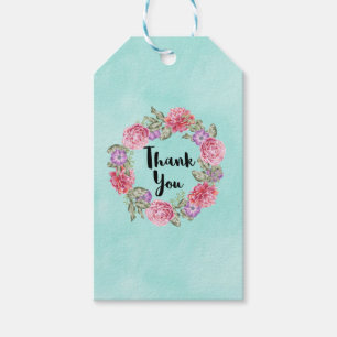 Étiquettes-cadeau Merci de  de courroie d'aquarelle florale