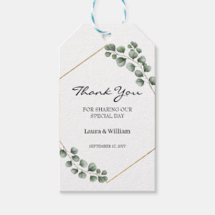 Étiquettes-cadeau Merci de faveur de mariage d'eucalyptus de verdure
