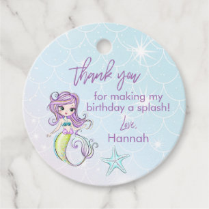 Étiquettes Cadeau Merci de fête d'anniversaire de la Sirène magique