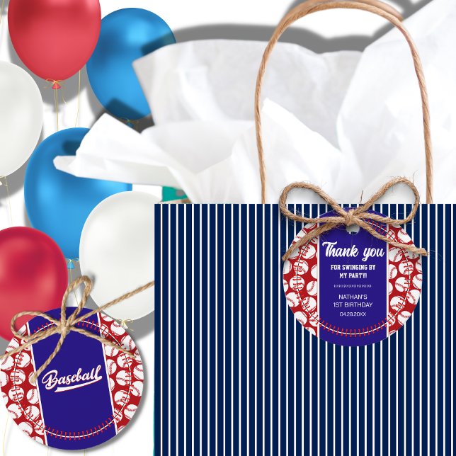 Étiquettes Cadeau Merci de fête d'anniversaire de l'enfant de baseba (Créateur téléchargé)