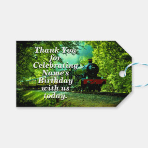 Étiquettes-cadeau Merci de fête d'anniversaire de Steam Train