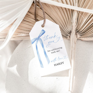 Étiquettes-cadeau Merci de Fête des mariées Bleu Bow, Favoriser les