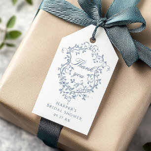 Étiquettes-cadeau Merci de Fête des mariées bleu français classique