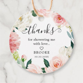 Étiquettes Cadeau Merci de Fête des mariées botanique rose pâle